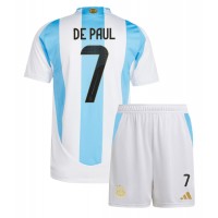 Camiseta Argentina Rodrigo De Paul #7 Primera Equipación Replica Copa America 2024 para niños mangas cortas (+ Pantalones cortos)